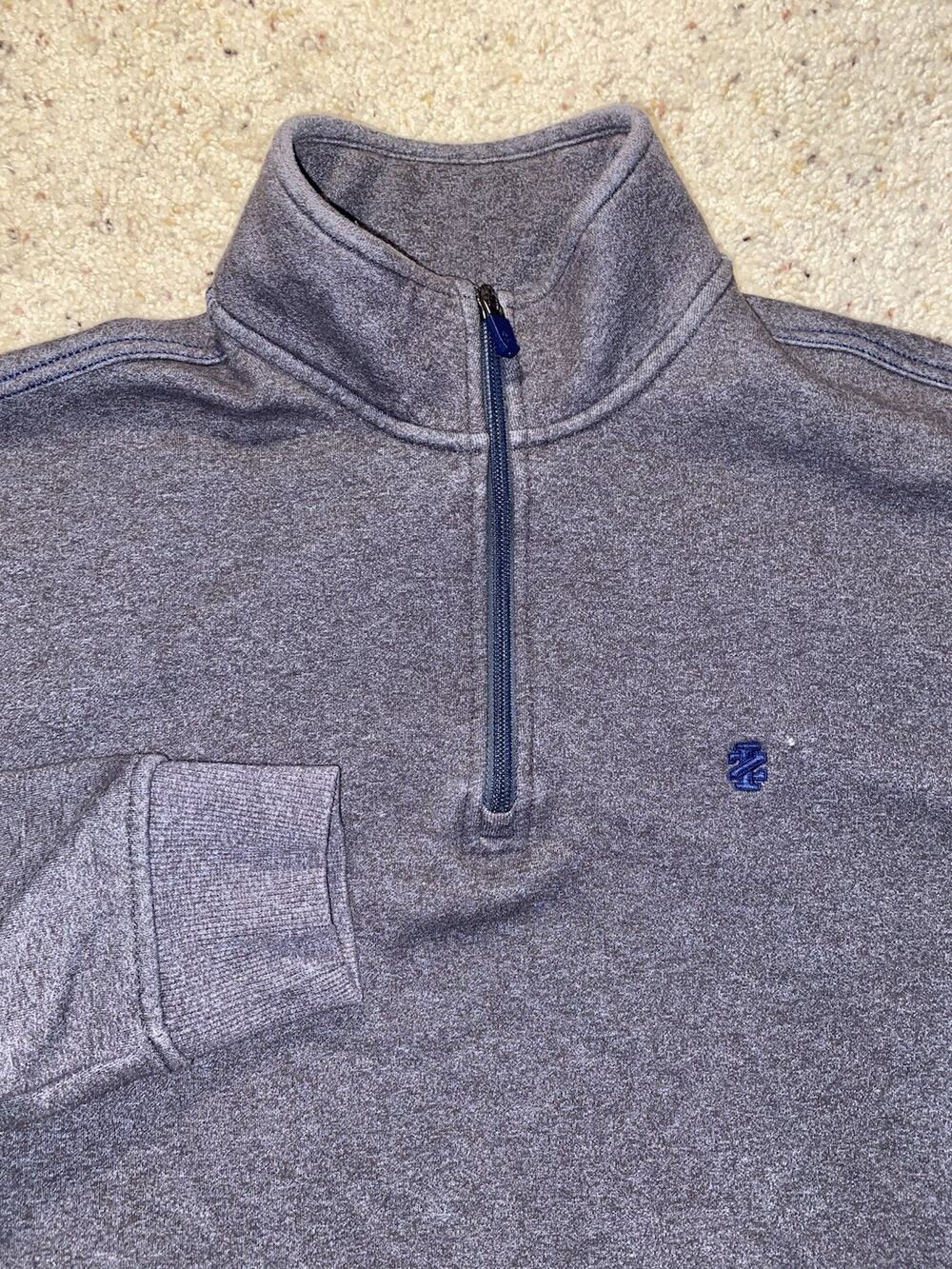 IZOD Mens Small Blue 1/4 Zip Pullover Performance Stretch Fleece Golf Sweater